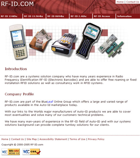 RF-ID.COM Website for Blueleaf Limited